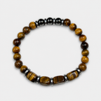 Tiger Eye & Hematite Bracelet – 20cm Natural Stone Unisex Bracelet – Handmade Beaded Jewellery – Custom Sizes Available
