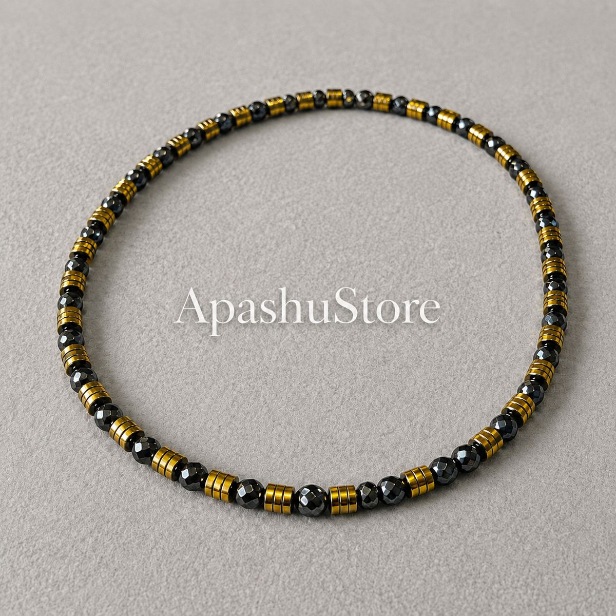 Men’s Faceted Hematite Necklace – 8mm Beads – 26” Slip-On – Custom Length Available