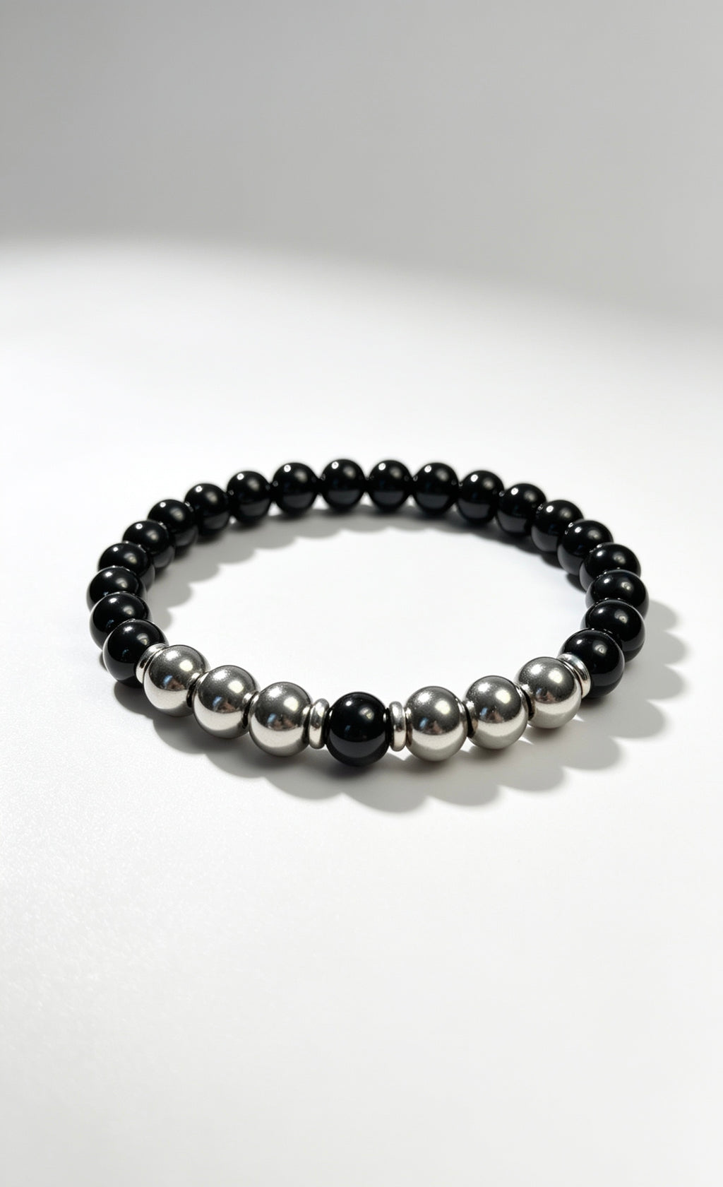 Premium Black Onyx & Hematite Bracelet 8mm | Natural Gemstone Beaded Bracelet | Men’s Jewellery | 19cm