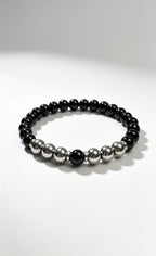 Premium Black Onyx & Hematite Bracelet 8mm | Natural Gemstone Beaded Bracelet | Men’s Jewellery | 19cm