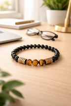Luxury Men’s Bracelet – Black Onyx & Tiger Eye | Natural Stones