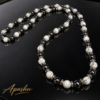Men’s Howlite & Hematite Beaded Necklace – 8mm Natural Stone – 26 Inch