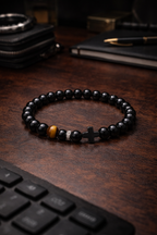Luxury Black Onyx & Tiger’s Eye Bracelet – Natural Gemstone Jewelry
