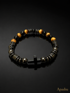 Men’s Stone Bracelet – Cross Design – 19 cm – Unisex