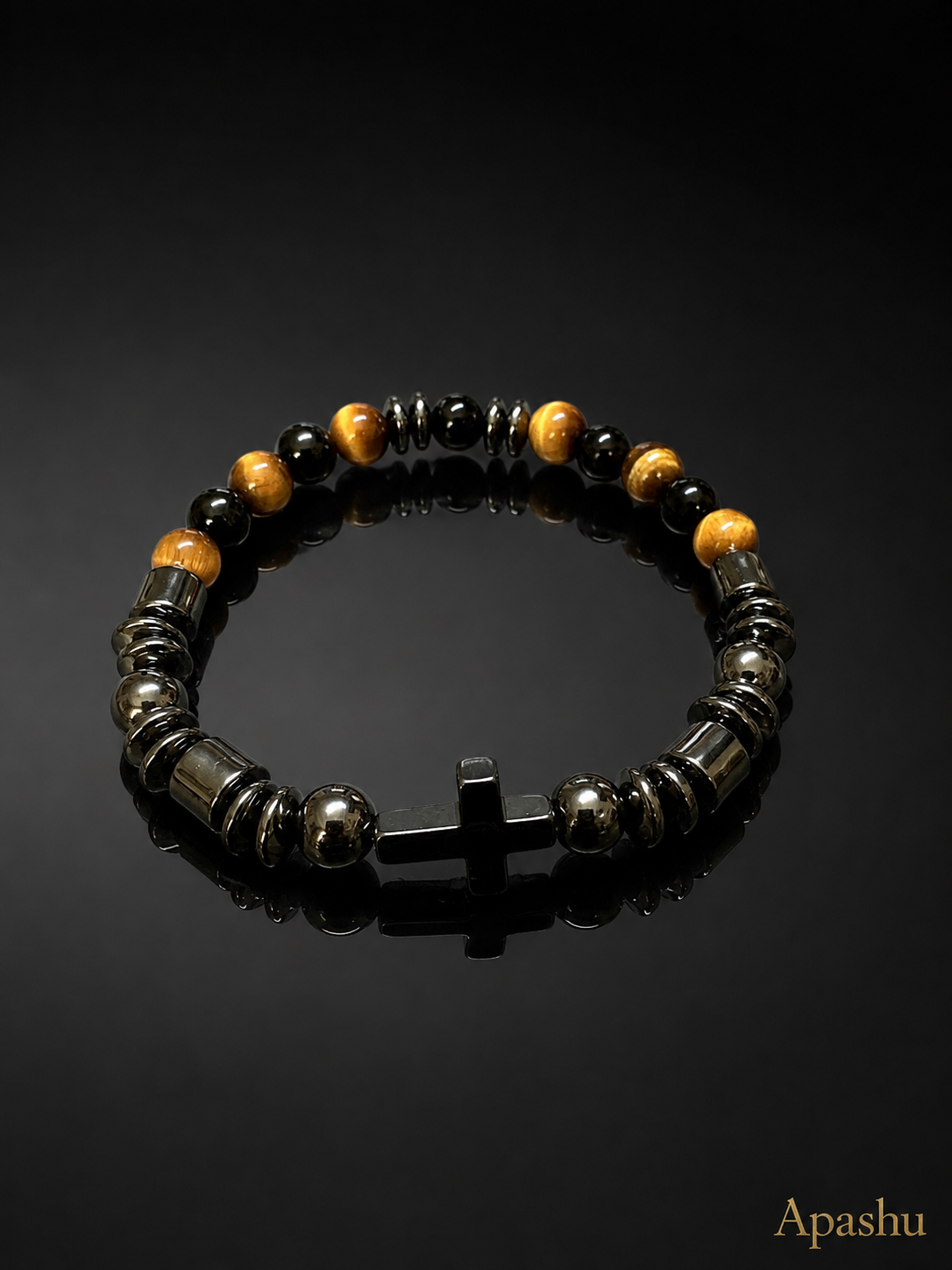 Men’s Stone Bracelet – Cross Design – 19 cm – Unisex