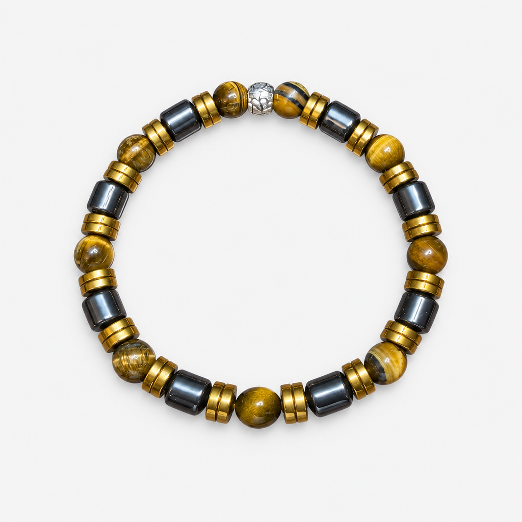 Luxury Tiger Eye & Hematite Bracelet – 19 cm | 8 mm Beads | Handmade | Any Size Available