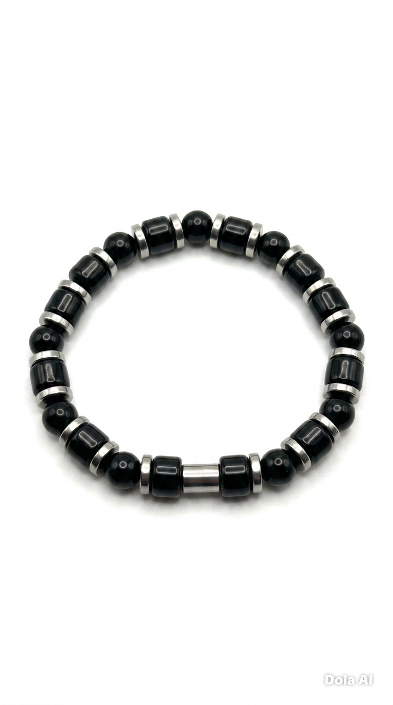Black Onyx & Hematite Bracelet – 19 cm