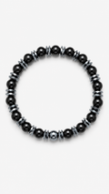 Black Onyx & Hematite Bracelet – 19 cm | Minimal Men’s Beaded Bracelet