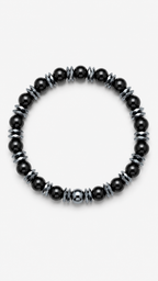Black Onyx & Hematite Bracelet – 19 cm | Minimal Men’s Beaded Bracelet