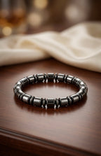 Luxury Black Hematite Barrel Bead Bracelet – Handmade Unisex Design