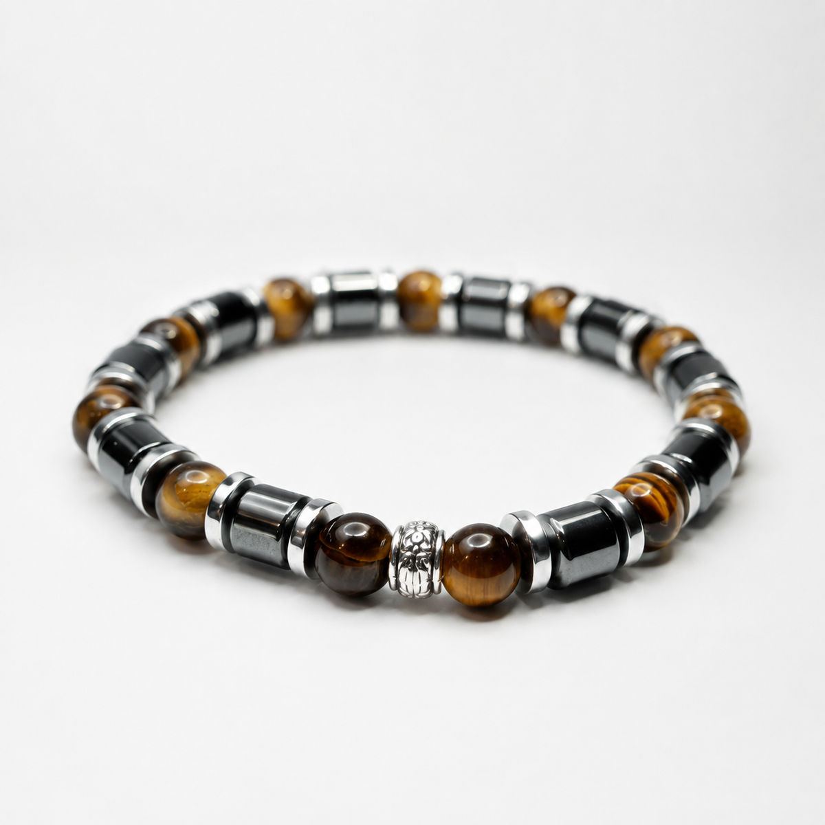 Luxury Tiger Eye & Hematite Men's Bracelet – 8mm Natural Stone