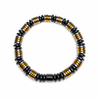 Men’s 8mm Black Gold & Silver Beaded Bracelet – Handmade – Any Size Available