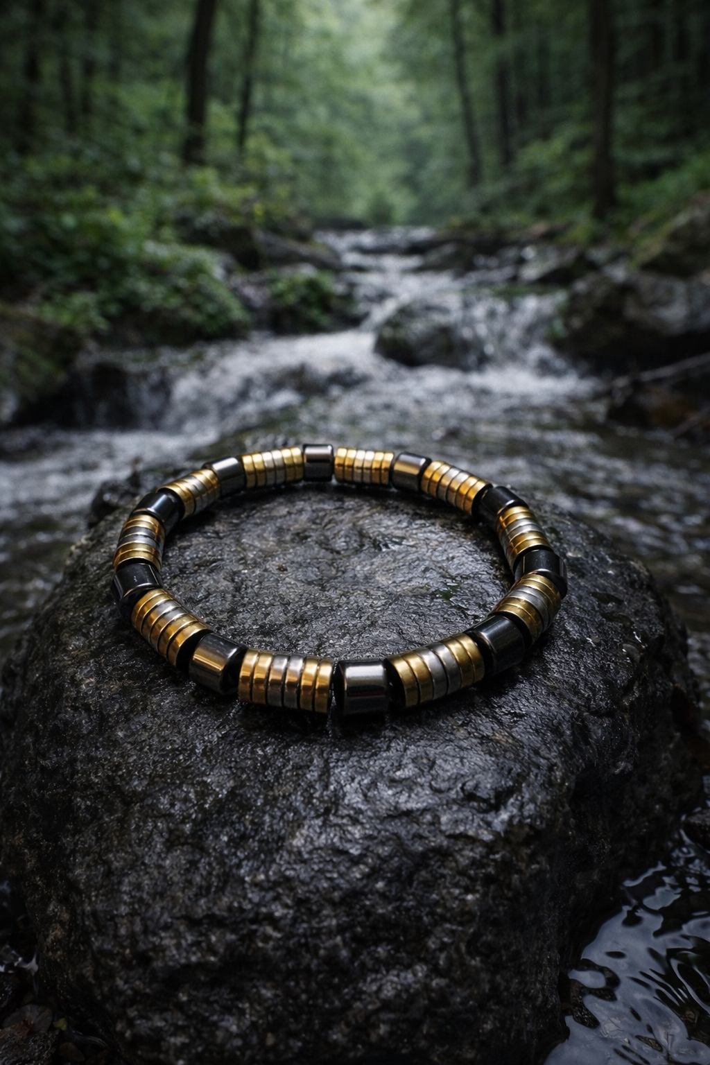Luxury Black, Gold & Silver Beaded Bracelet – 19 cm – 8 mm Natural Stone Bracelet – Handmade – Any Size Available