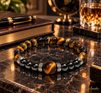 Unisex Tiger Eye & Hematite Bracelet – 12mm Centre Bead | Handmade Natural Stone Jewellery