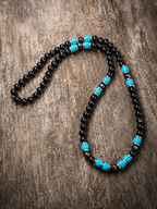 Men’s Onyx & Turquoise Beaded Necklace – 26” (66 cm) | 8 mm Handmade Necklace