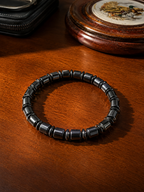 Luxury Black Hematite Barrel Bead Bracelet – Handmade Unisex Design