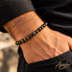 Men’s Tiger Eye & Hematite Bracelet – 6mm & 8mm Natural Stone Beads – 19cm