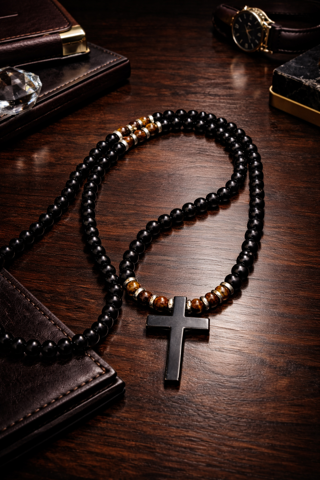 Black Onyx Cross Necklace – Luxury Men’s Jewellery