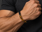 Men’s Black Onyx & Tiger Eye Bracelet – 8mm Beads, Custom Size