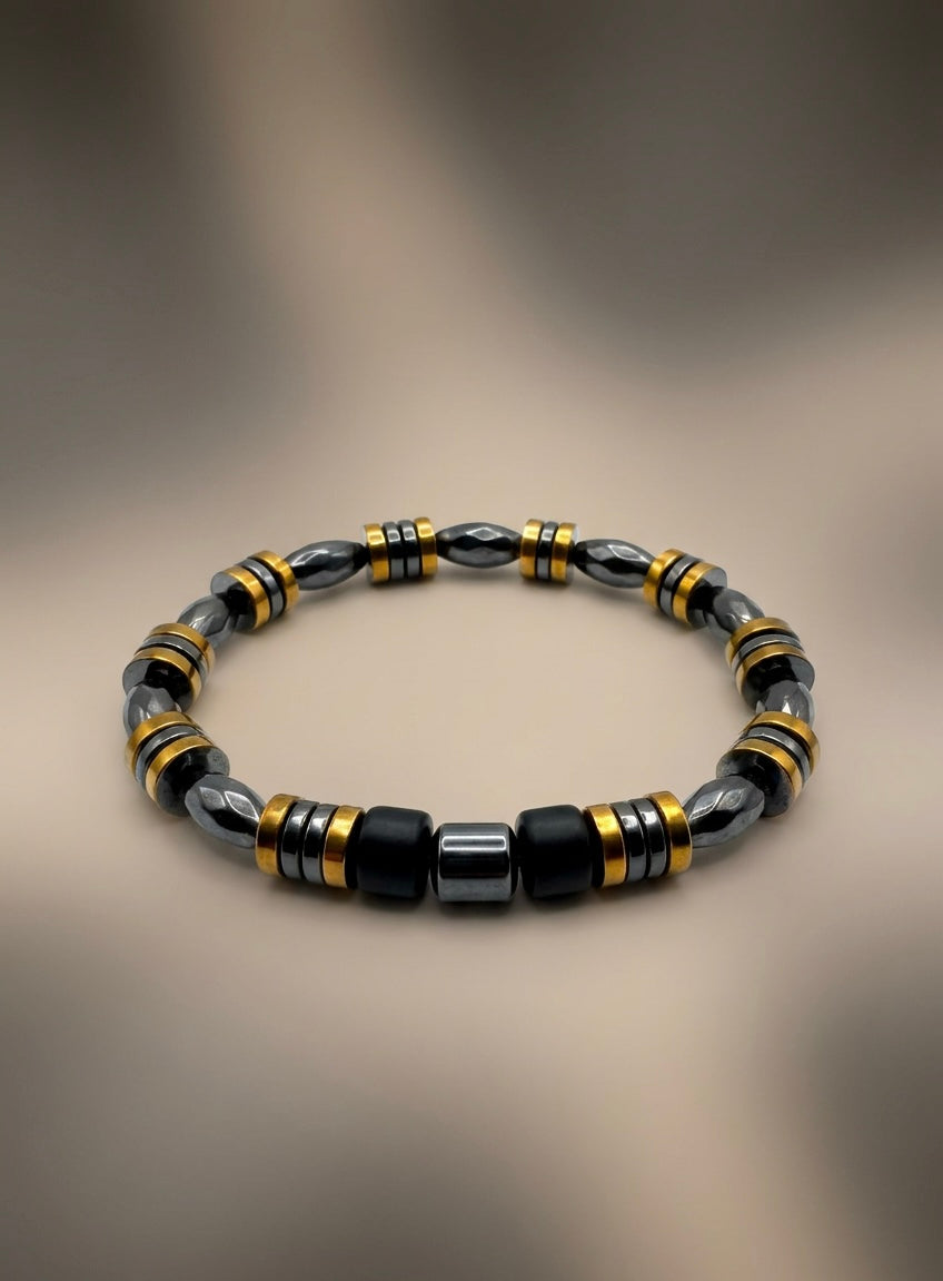 Men’s Hematite & Matte Black Bracelet – 19 cm