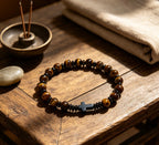 Natural Tiger Eye & Hematite Cross Bracelet – Handmade Luxury Stone Bracelet | Custom Size