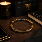 Tiger Eye & Hematite Bracelet – 20cm Natural Stone Unisex Bracelet – Handmade Beaded Jewellery – Custom Sizes Available