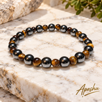Men’s Tiger Eye & Hematite Bracelet – 6mm & 8mm Natural Stone Beads – 19cm