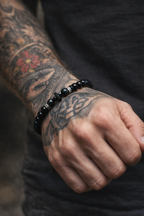 Luxury Onyx & Hematite Cross Bracelet