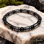 Men’s Black Onyx & Hematite Bracelet – Natural Stone Beaded Bracelet