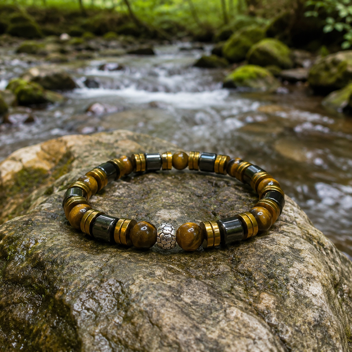 Luxury Tiger Eye & Hematite Bracelet – 19 cm | 8 mm Beads | Handmade | Any Size Available