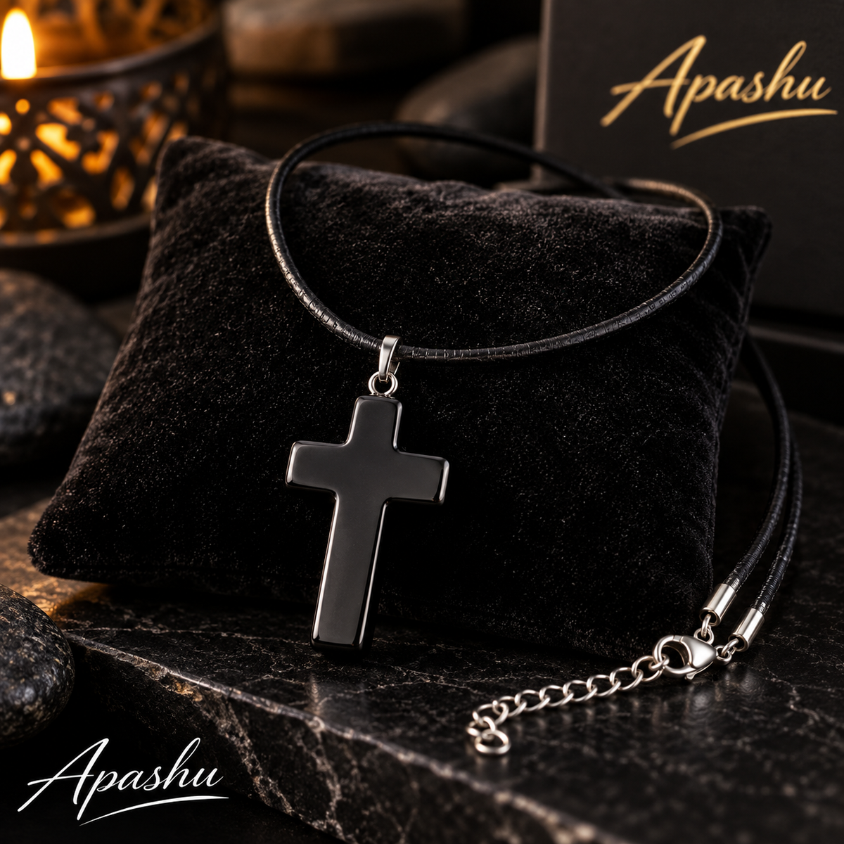 Black Onyx Cross Necklace – Men’s Style