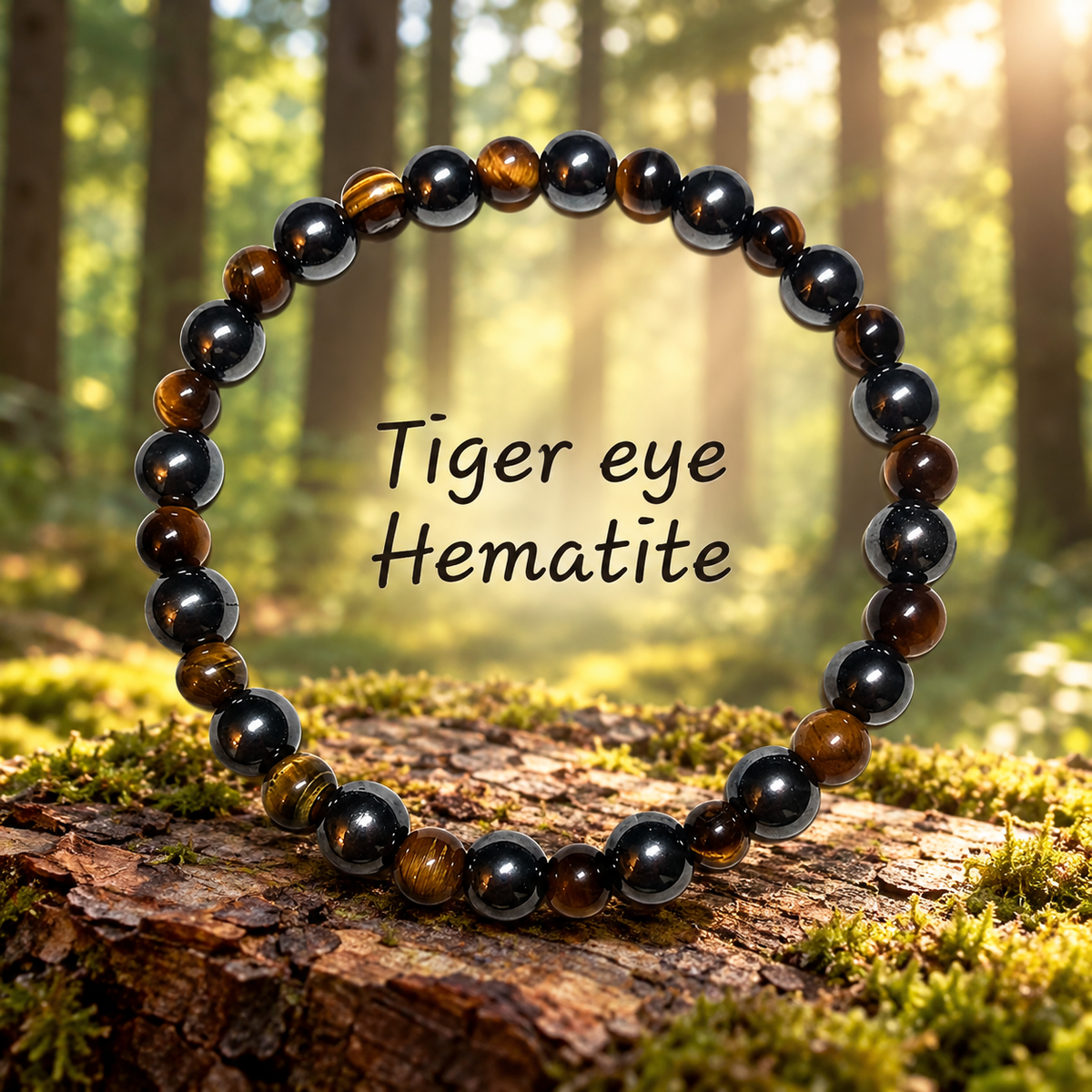 Men’s Tiger Eye & Hematite Bracelet – 6mm & 8mm Natural Stone Beads – 19cm