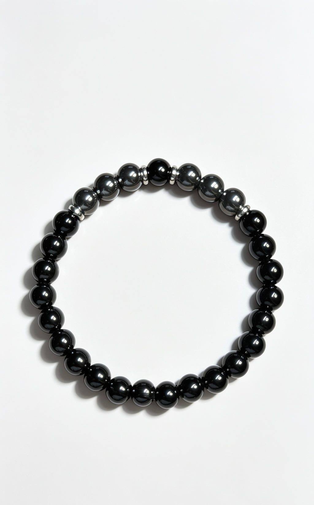 Premium Black Onyx & Hematite Bracelet 8mm | Natural Gemstone Beaded Bracelet | Men’s Jewellery | 19cm