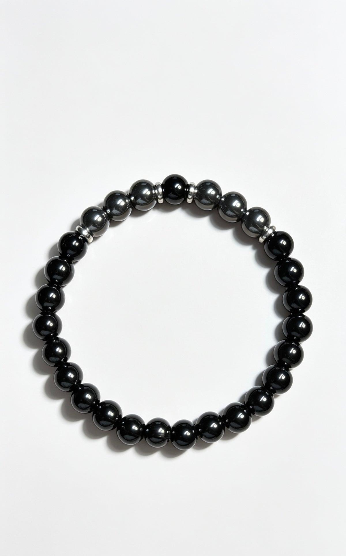 Premium Black Onyx & Hematite Bracelet 8mm | Natural Gemstone Beaded Bracelet | Men’s Jewellery | 19cm