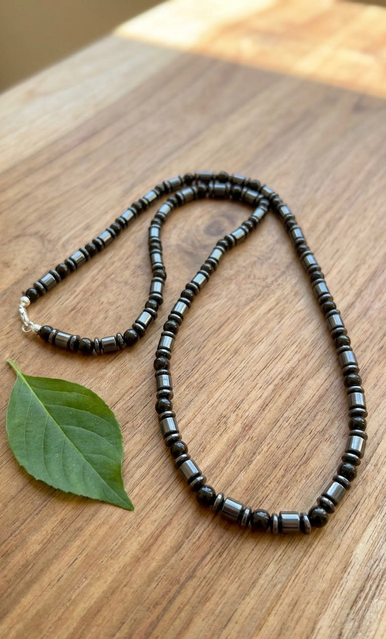 Black Onyx & Hematite Necklace –26 Inch /Any Size Available