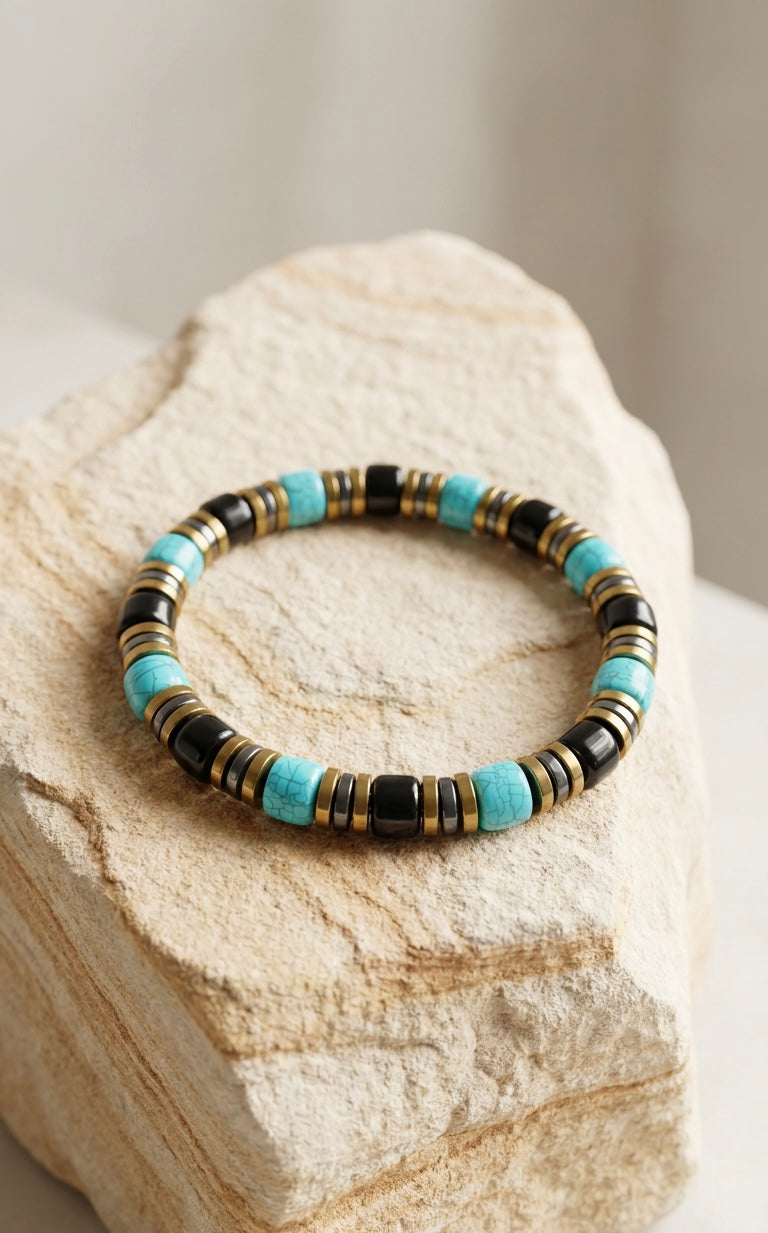 Men’s Natural Stone Bracelet – 19 cm – Premium Beaded Bracelet – Any Size Available