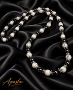 Men’s Howlite & Hematite Beaded Necklace – 8mm Natural Stone – 26 Inch