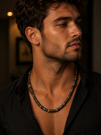 6mm Tiger Eye & Hematite Necklace – 27 Inch – Slip-On Design – Men’s Natural Stone Necklace