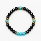 Handmade Black Onyx & Turquoise Bracelet, 8mm Gemstone Beaded Bracelet, Unisex Jewelry, Stretch Bracelet, Custom Size Gift for Men & Women