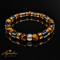 Luxury Tiger Eye & Hematite Bracelet – 19 cm | 8 mm Beads | Handmade | Any Size Available