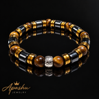 Luxury Tiger Eye & Hematite Bracelet – 19 cm | 8 mm Beads | Handmade | Any Size Available