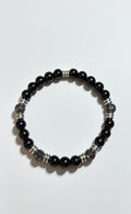 Black Onyx & Hematite Bracelet 19 cm – Minimalist Men’s Beaded Bracelet – Any Size Available – Stretch Gemstone Bracelet – Gift for Him