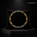 Luxury Men’s Faceted Hematite Bracelet with Gold-Tone Spacers – 8mm Beads, 19cm, Handmade in Any Size