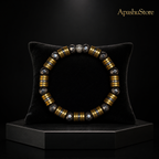 Luxury Men’s Faceted Hematite Bracelet with Gold-Tone Spacers – 8mm Beads, 19cm, Handmade in Any Size