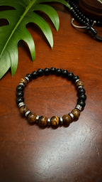Handmade Natural Tiger Eye & Black Onyx Bracelet