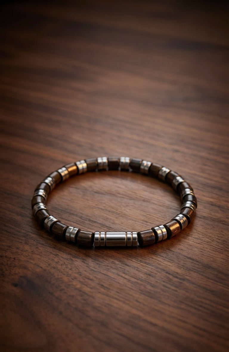 Men’s Bracelet – Stainless Steel & Hematite Style – 19 cm – Unisex