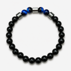 Luxury Black Onyx & Blue Tiger Eye Beaded Bracelet – 19cm – 8mm Natural Stone Bracelet – Handmade – Any Size Available