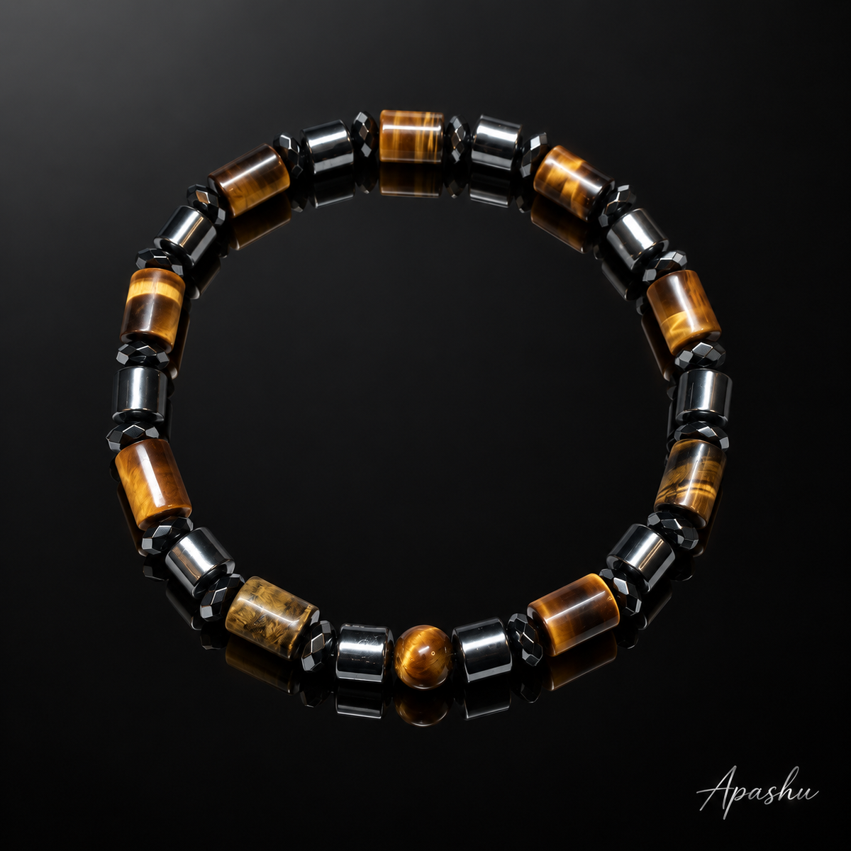 Men’s Tiger Eye & Hematite Bracelet – 6mm Beads – Handmade