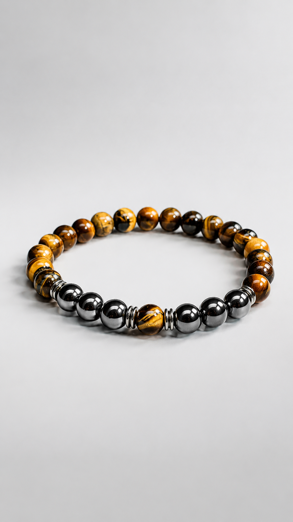 Premium Tiger Eye & Hematite Bracelet – Natural Gemstone Beaded Bracelet 19cm