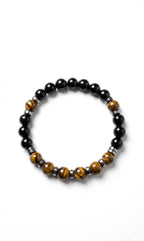 Handmade Natural Tiger Eye & Black Onyx Bracelet